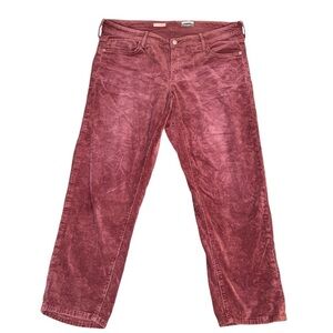 Anthropologie Pilcro Slim Boyfriend Crop Mid Rise Bronze Red Corduroy Jeans